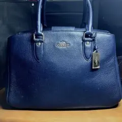COACH ネイビー レザー ハンドバッグ