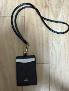 COACH ブラックレザー IDカードホルダー