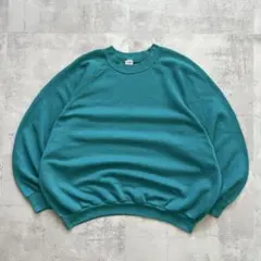 90s US製　FRUIT OF THE ROOM　スウェット　無地　ターコイズ