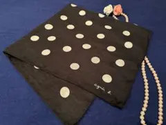 ⭐︎未使用⭐︎アニエスべー ドット柄スカーフ　たて糸シルク100% よこ糸綿100%