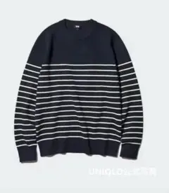 UNIQLO ウォッシャブルミラノリブクルーネックセーター ボーダー
