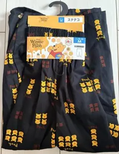 新品　Mサイズ　くまのプーさん　ステテコ　総柄　黒