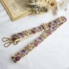 【30mm幅】インド刺繍 スマホショルダーストラップ ベージュ