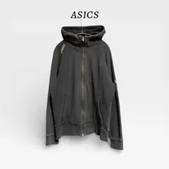 【極上フェード】90s Asics 墨黒テックパーカー Y2K グランジ 襤褸