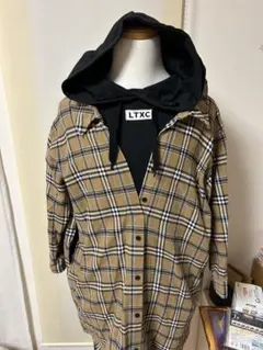 LTXC チェック柄フード付きシャツ Mサイズ