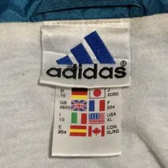 90s/万国旗タグadidas ナイロンジャケットL 紺緑 3本ラインフルジップ