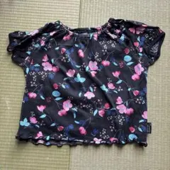 花柄 半袖カットソー ブラックのサムネイル