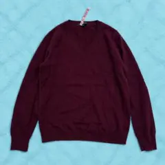 ユニクロ カシミヤ100% Vネックセーター ニット ボルドー L