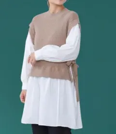 BEAMS HEART トップス ニットベストドッキング プルオーバー