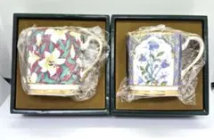 花柄 マグカップ 2個セット　HOYA