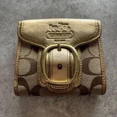 Coach 二つ折り財布 ブラウン ゴールド