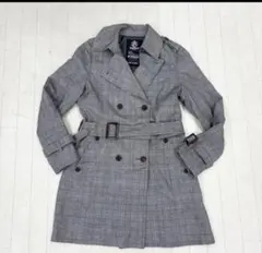 グレー系チェック ダブルブレストトレンチコート