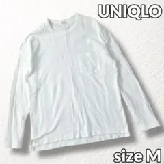 【ユニクロ】ロングtシャツ　ノームコア　胸ポケット　コットン　サイドスリット　M