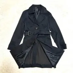 美品　２３区　トレンチコート　黒　ベルト　チェスターコート　M　オンワード樫山