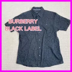 【総柄】バーバリーブラックレーベル 半袖シャツ 黒 メンズL