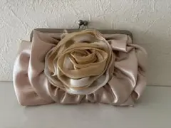 フラワーモチーフ サテン パーティーバッグ