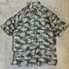 90s ピエールカルダン 100%レーヨン 魚柄 総柄シャツ M アロハ 古着のサムネイル