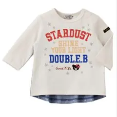 【新品タグ付】星屑プリント♪前後異素材の８分袖Ｔシャツ