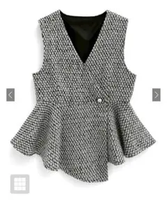 新品未使用 GRL アシンメトリーツイードベスト オフホワイト×ブラック