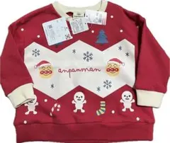新品★アンパンマン クリスマス トレーナー 赤 90cm 裏毛