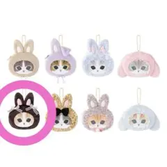 モフサンド おかおポーチ うさにゃん ダークブラウン