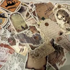 «お試し価格»おすそ分け コラージュ素材 シール 紙モノ 30点