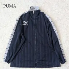 80s PUMA ジャージ上 トラックジャケット【Ｍ】紺 ビックプリント Y2K