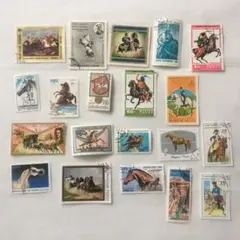 海外　古切手　馬　20枚　③ インテリア　コラージュ　アンティーク　雑貨　レトロ