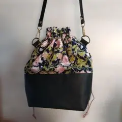 花柄巾着ショルダーバッグ★ハンドメイド ★最終値下げ★