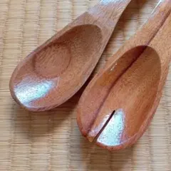 木製スプーンとフォーク2本セット/サラダ用/24cm/カトラリー