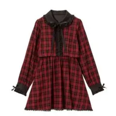 赤チェック　ワンピース