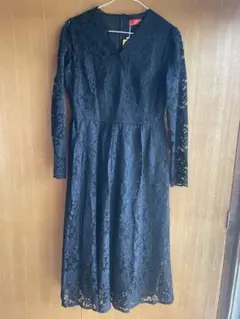 パーティドレス　ワンピース　黒レース 長袖 ドレス