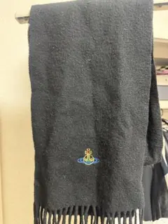 黒色刺繍ロゴマフラー　vivian westwood