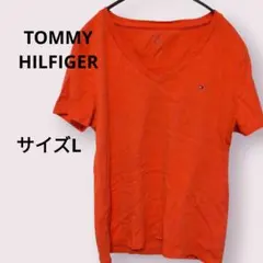 TOMMY HILFIGER オレンジ Vネック Tシャツ