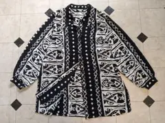 ALTAMODA モノトーン総柄 オーバーサイズシャツ ブラウス 日本製 13号