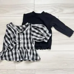 プティマイン　90 トップス　女の子　パフスリーブ　重ね着