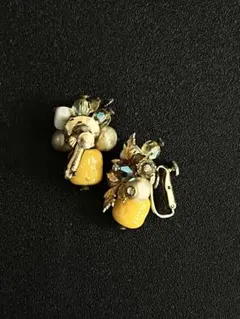 【Vendome】ヴィンテージ コスチュームジュエリー イエローイヤリング