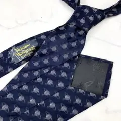 【美品】ヴィヴィアンウエストウッド ロゴ総柄 オーブ ネイビー ブルー