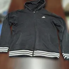 adidas フルジッパー パーカー 黒　Oサイズ(XLサイズ相当）
