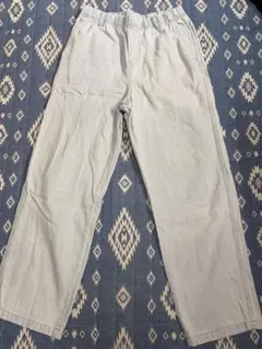 ライトグレー デニム ワイドパンツ