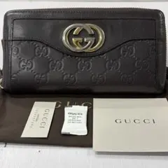 超良品‼️ グッチ　GUCCI 財布　長財布　シマレザー　ラウンドファスナー
