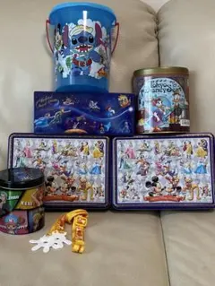 ディズニー空き缶4点.ワンピース 空き缶1点.ポップコーンバケットまとめ売り