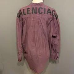 BALENCIAGA ピンク チェック柄 長袖シャツのサムネイル