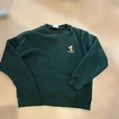 ダークグリーン クルーネック 裏起毛トレーナー