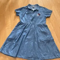 petit main ミニー　刺繍 デニムワンピース 130