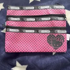 ハローキティ ポーチ 3ファスナー ピンク