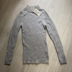 無印☆［新品］ハイネック洗えるセーター M グレーベージュ