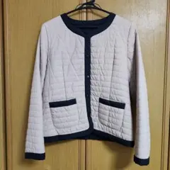 中綿キルティングジャケット ベージュ ブラック