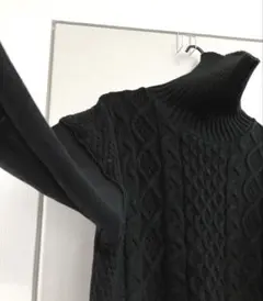 美品 ◆ 編み込み タートルネック ニット / セーター 黒