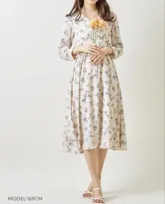 tocco closet フラワープリント長袖ワンピース